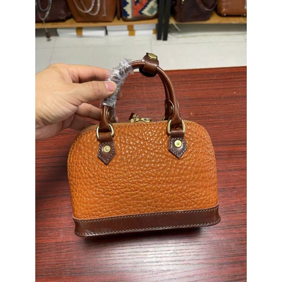 Handmade thickened vegetable tanned leather classic shell bag
